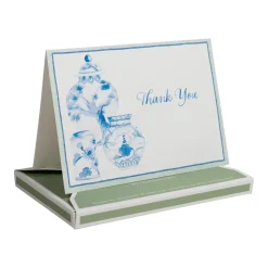Glazed Porcelain Thank You Notes - 8 Note Cards & 8 Envelopes