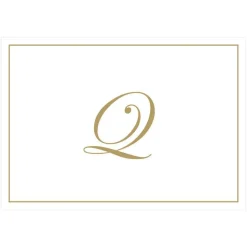 Gold Embossed Single Initial Boxed Note Cards - 8 Note Cards & 8 Envelopes