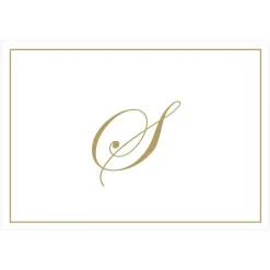 Gold Embossed Single Initial Boxed Note Cards - 8 Note Cards & 8 Envelopes
