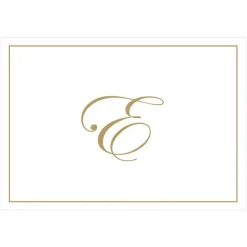 Gold Embossed Single Initial Boxed Note Cards - 8 Note Cards & 8 Envelopes