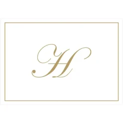 Gold Embossed Single Initial Boxed Note Cards - 8 Note Cards & 8 Envelopes