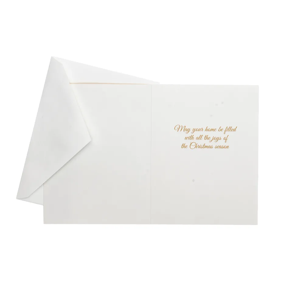 Golden Christmas Tree And Staircase Classic Boxed Christmas Cards - includes 15 cards & envelopes