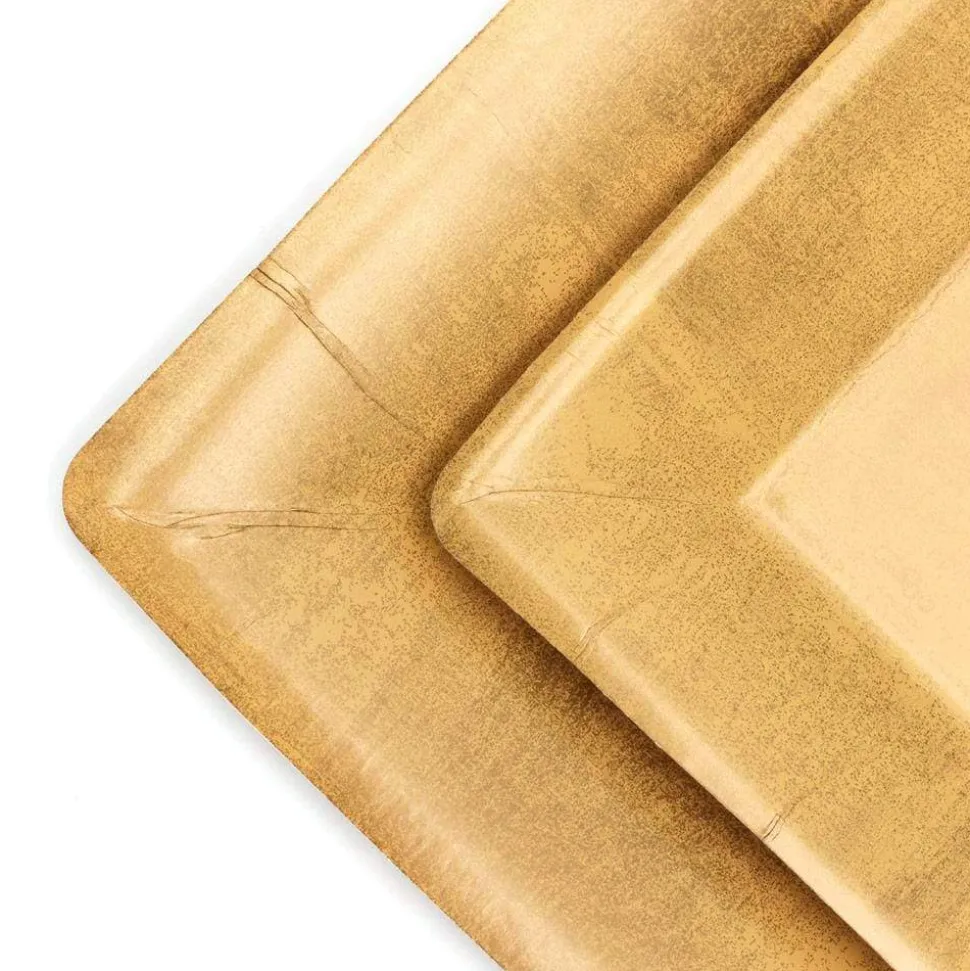 Gold Leaf Square Paper Salad & Dessert Plates - 8 Per Package