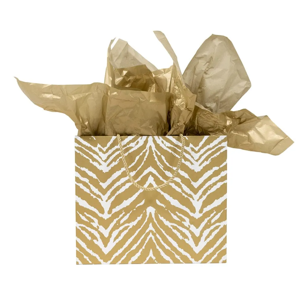 Go Wild Gold & White Large Gift Bag - 1 Each