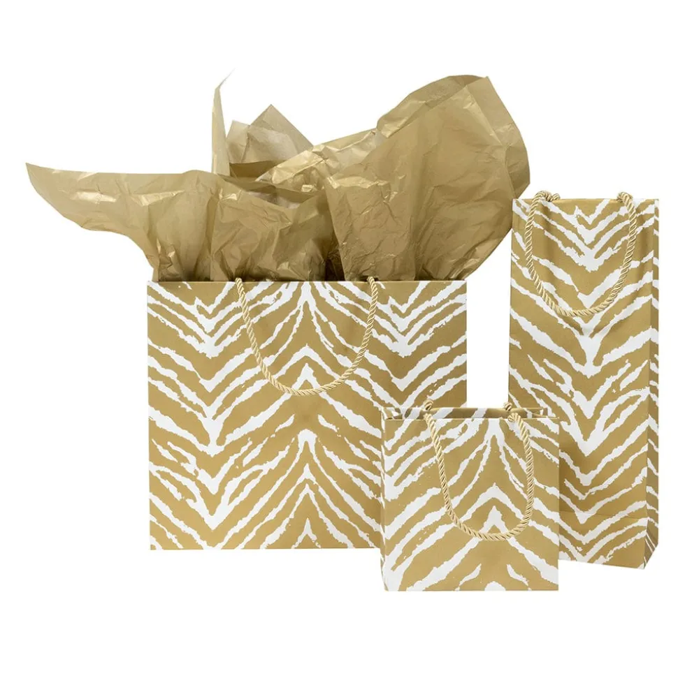 Go Wild Gold & White Large Gift Bag - 1 Each