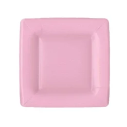 Grosgrain Square Paper Salad & Dessert Plates in Light Pink - 8 Per Package