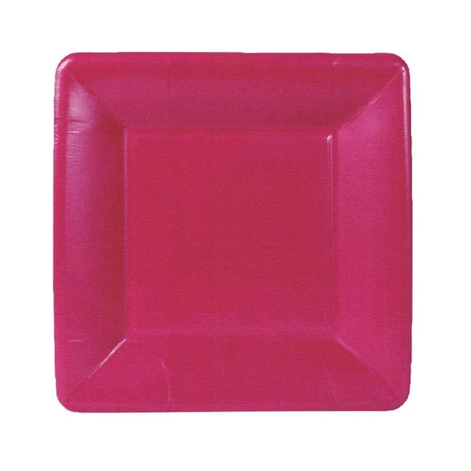 Grosgrain Square Paper Salad & Dessert Plates in Rose - 8 Per Package