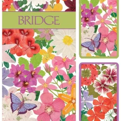 Halsted Floral Large Type Bridge Gift Set - 2 Playing Card Decks & 2 Score Pads