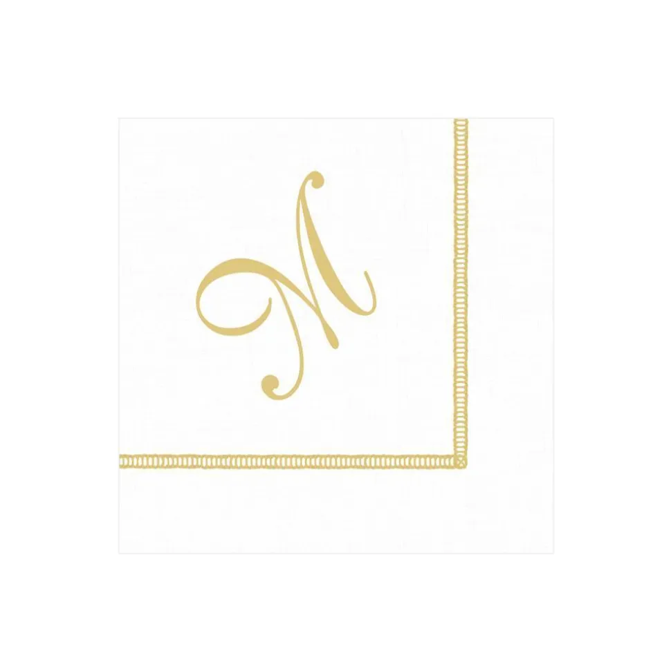 Hemstitch Script Single Initial Paper Cocktail Napkins - 20 Per Package