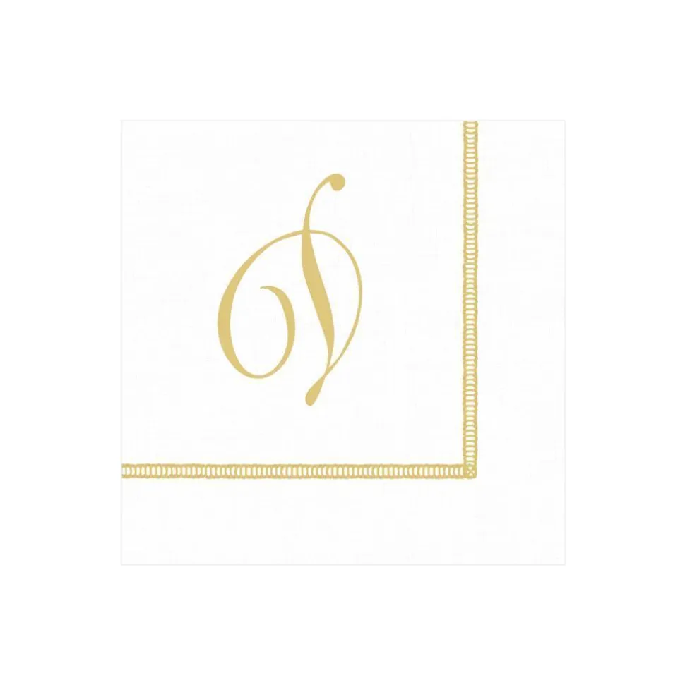 Hemstitch Script Single Initial Paper Cocktail Napkins - 20 Per Package