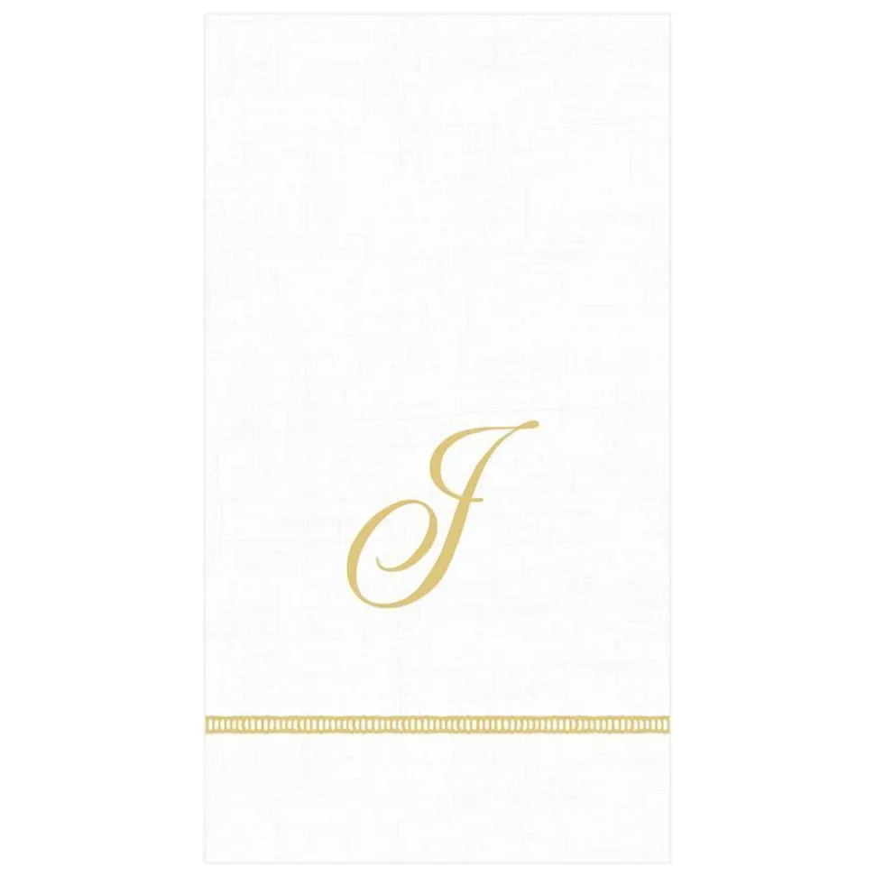 Hemstitch Script Single Initial Paper Guest Towel Napkins - 15 Per Package