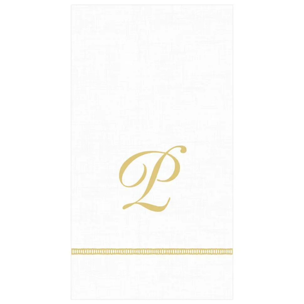 Hemstitch Script Single Initial Paper Guest Towel Napkins - 15 Per Package