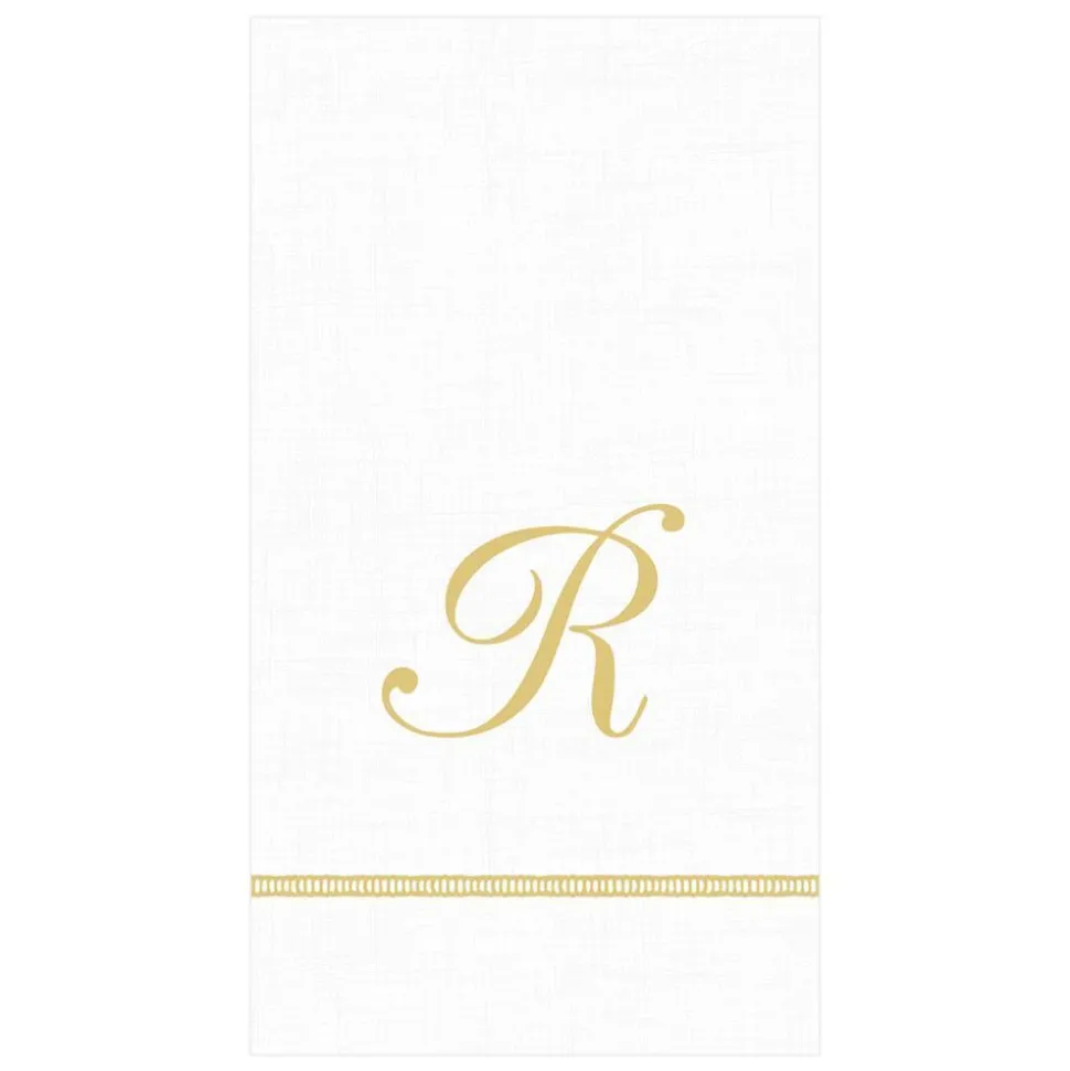 Hemstitch Script Single Initial Paper Guest Towel Napkins - 15 Per Package