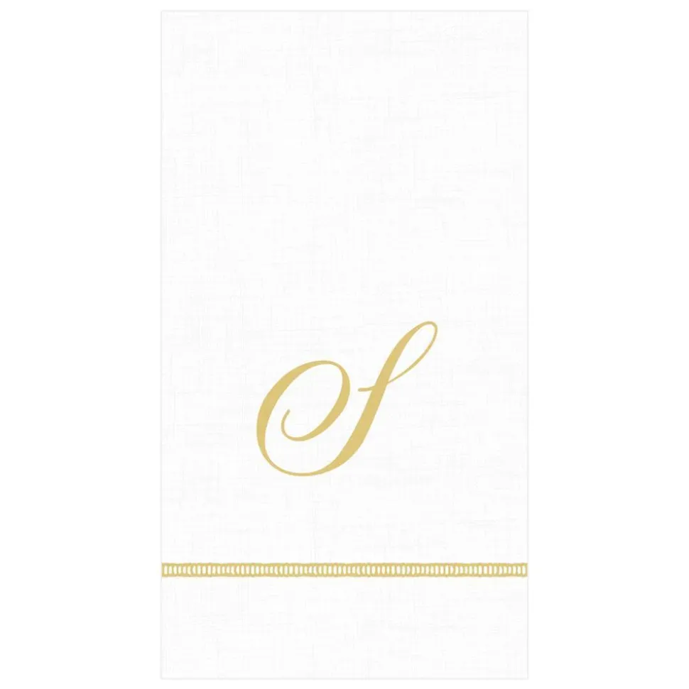 Hemstitch Script Single Initial Paper Guest Towel Napkins - 15 Per Package
