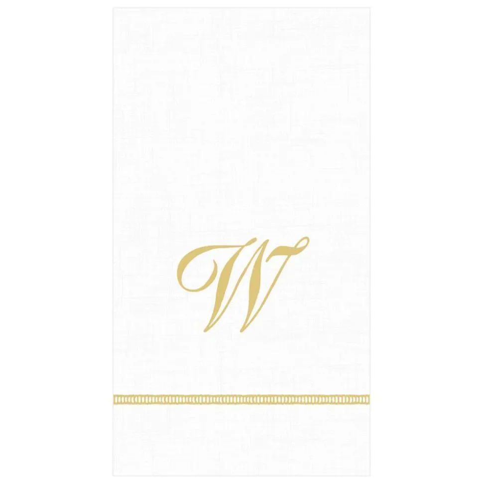 Hemstitch Script Single Initial Paper Guest Towel Napkins - 15 Per Package
