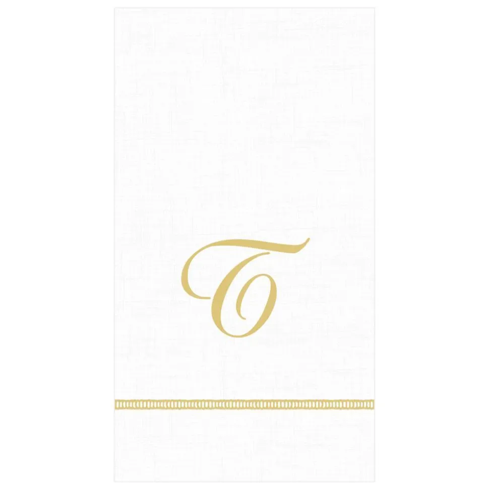 Hemstitch Script Single Initial Paper Guest Towel Napkins - 15 Per Package