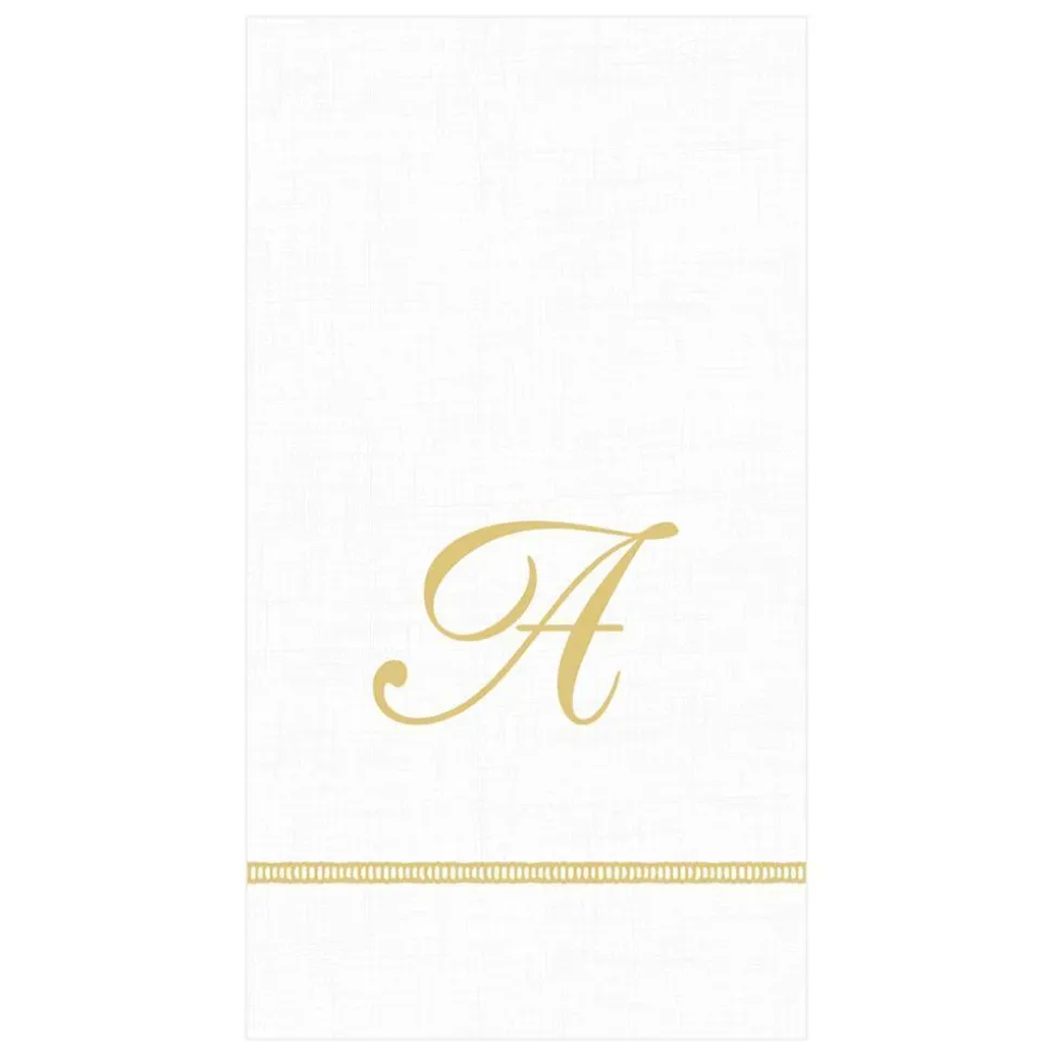 Hemstitch Script Single Initial Paper Guest Towel Napkins - 15 Per Package