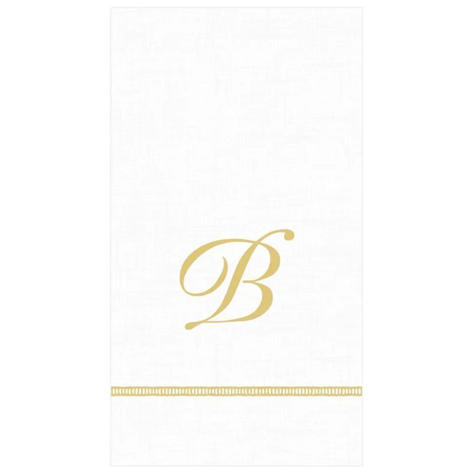Hemstitch Script Single Initial Paper Guest Towel Napkins - 15 Per Package