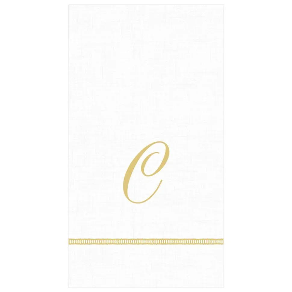 Hemstitch Script Single Initial Paper Guest Towel Napkins - 15 Per Package
