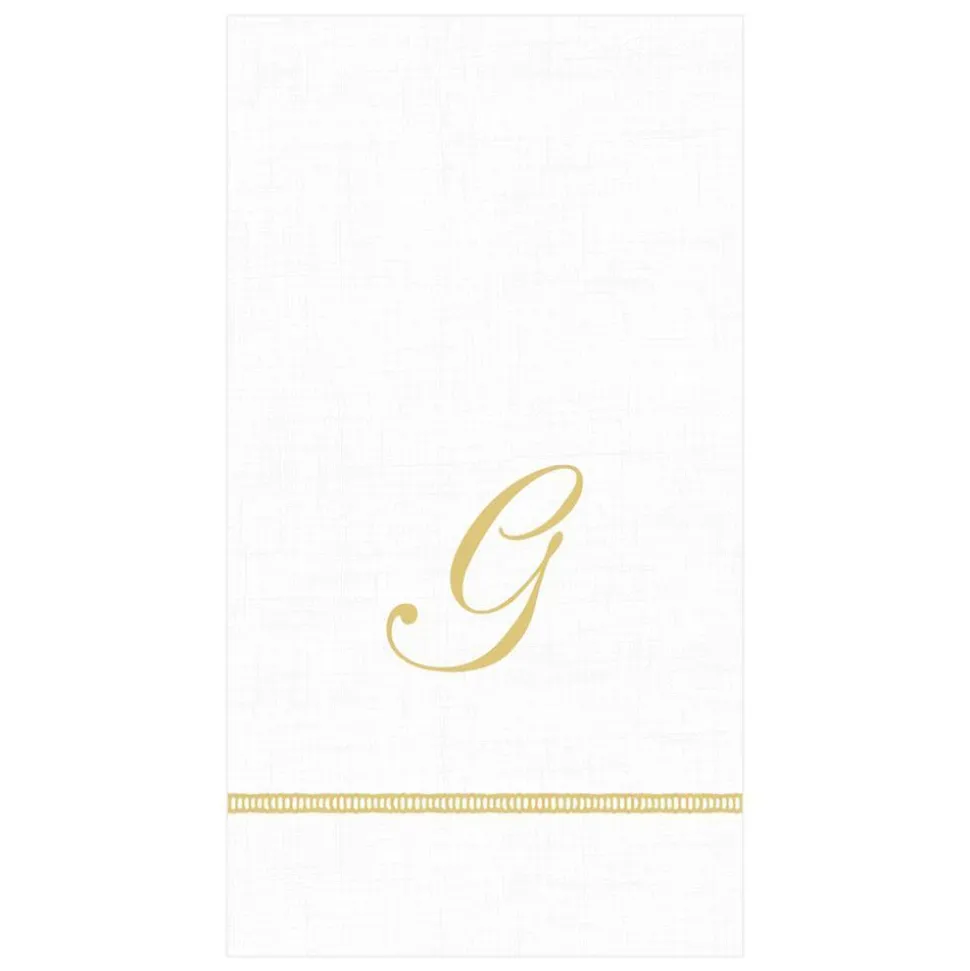 Hemstitch Script Single Initial Paper Guest Towel Napkins - 15 Per Package