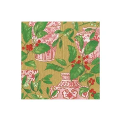 Holly and Porcelain Paper Cocktail Napkins - 20 Per Package