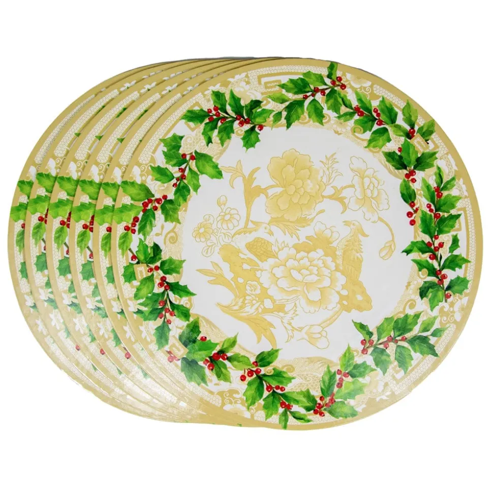 Holly Ceramic Ivory/Gold Hardback Placemat - 1 count