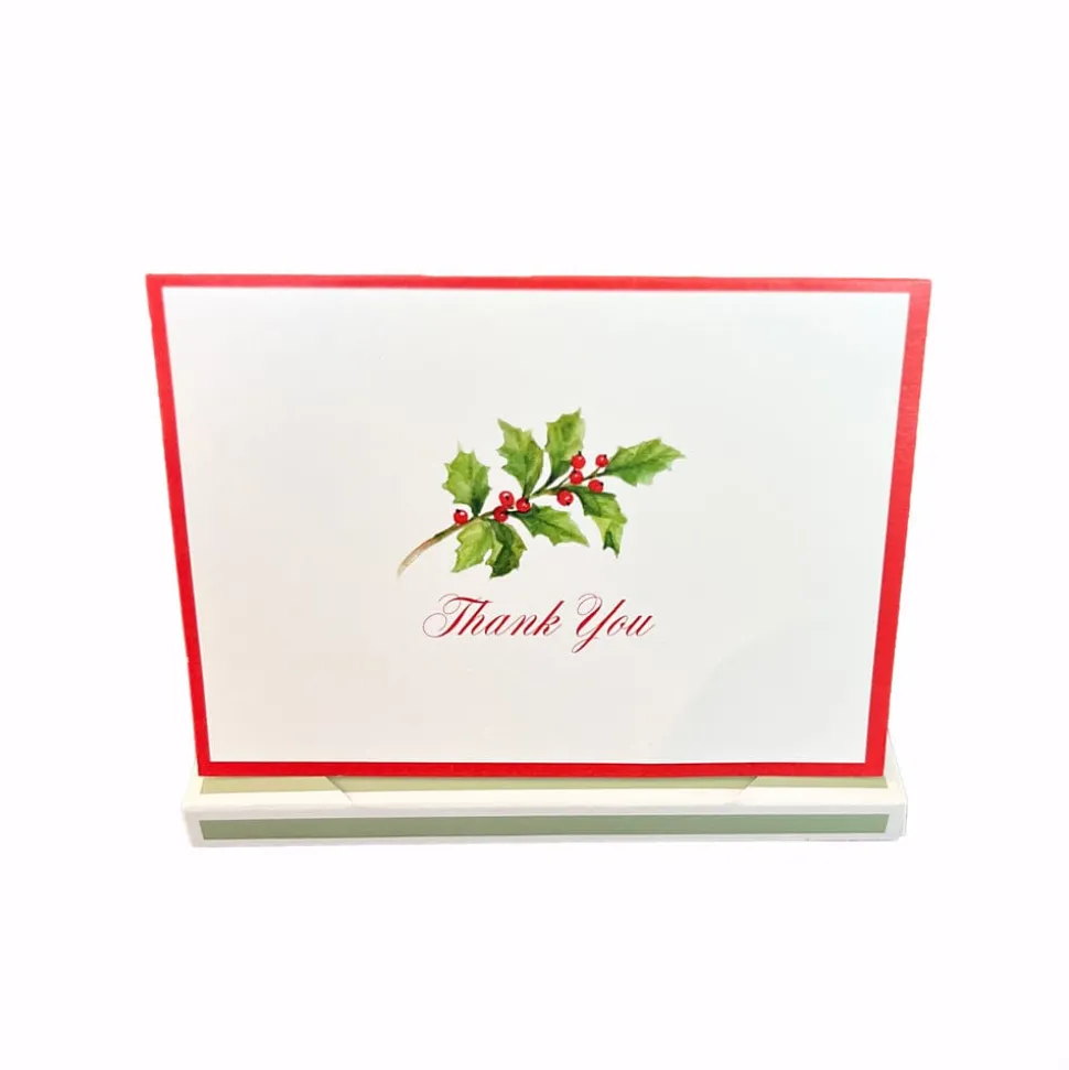 Holly Sprig Thank You Notes - 8 Thank You Notes and Envelopes per Box