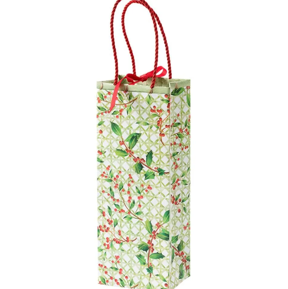 Holly Trellis Wine & Bottle Gift Bag - 1 Each
