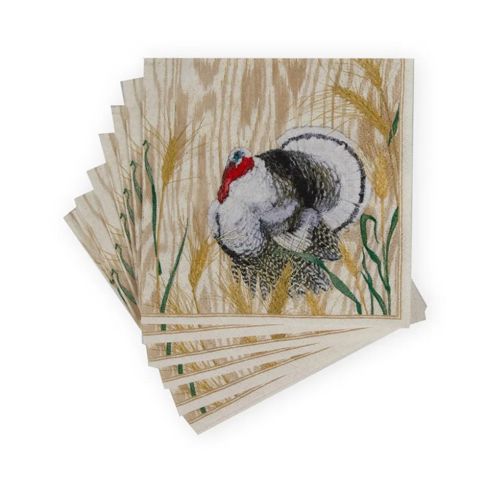 Homestead Turkey Taupe Cocktail Napkins - 20 Per Package