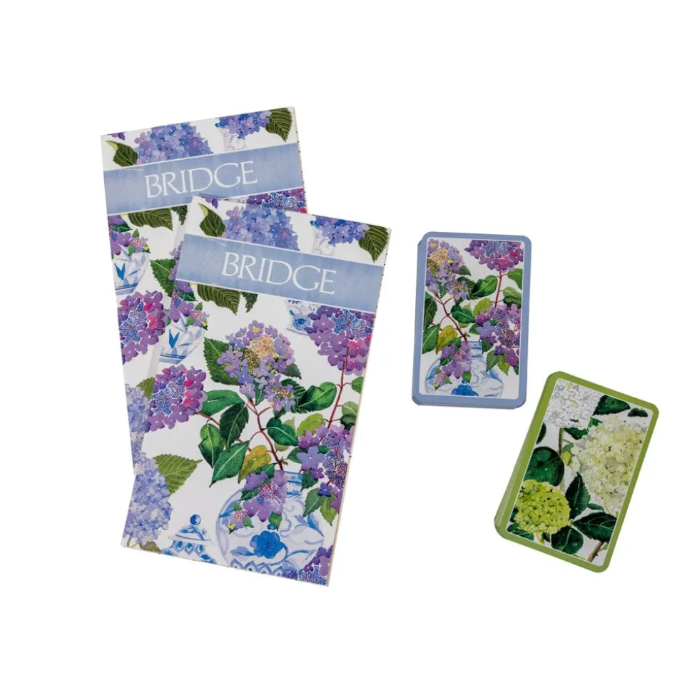 Hydrangeas and Porcelain Bridge Gift Set - 2 Playing Card Decks & 2 Score Pads