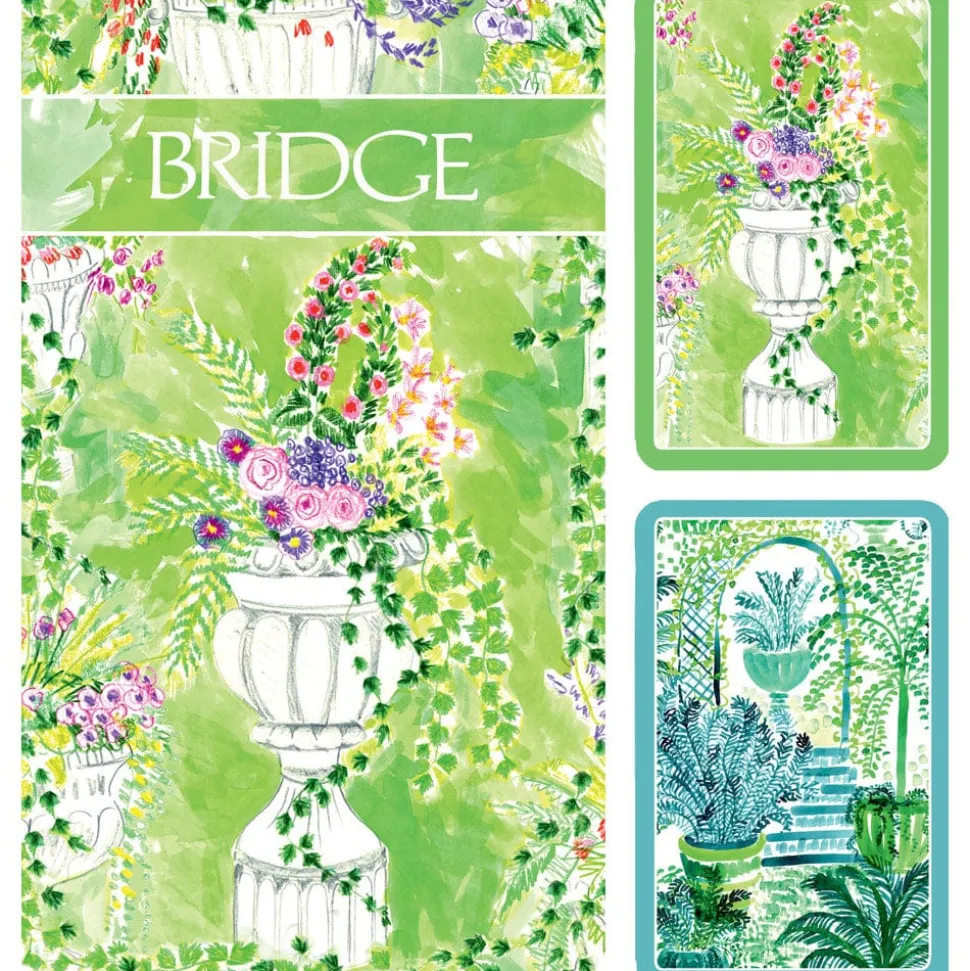 Jardin De Luxembourg Large Type BridgeGift Sets - 2 Playing Card Decks & 2 Score Pads