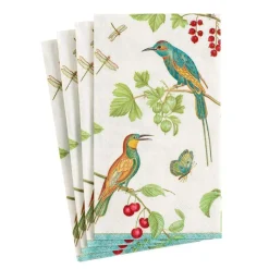 Jeweled Birds Paper Guest Towel Napkins in Ivory - 15 Per Package