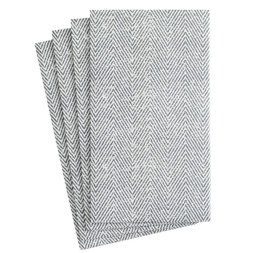 Jute Paper Linen Guest Towel Napkins in Charcoal - 12 Per Package