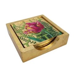 La Dolce Vita Gold Coasters - Set Of 4 In Holder