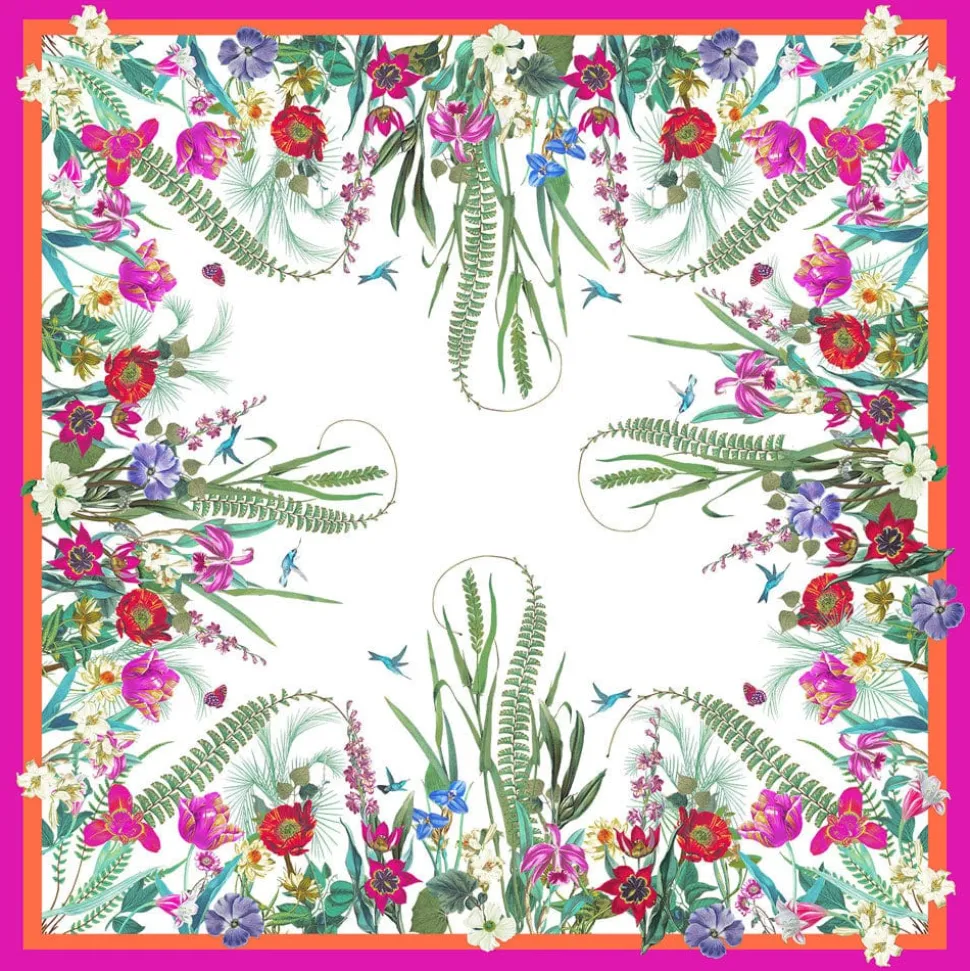 La Dolce Vita Kantha Quilt Fuchsia & Orange Table Covers - 1 Table Cover