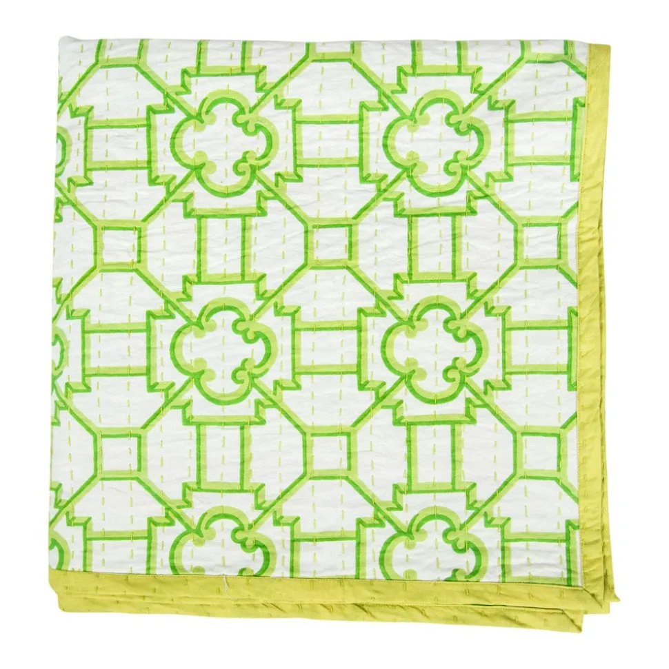 La Dolce Vita Kantha Quilt Sage & Lavender Table Covers - 1 Table Cover