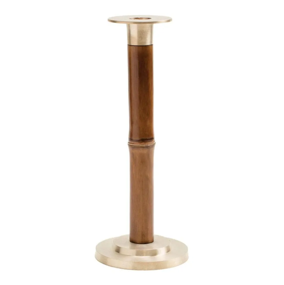 Large Bamboo Candlestick in Medium Brown - 1 Each
