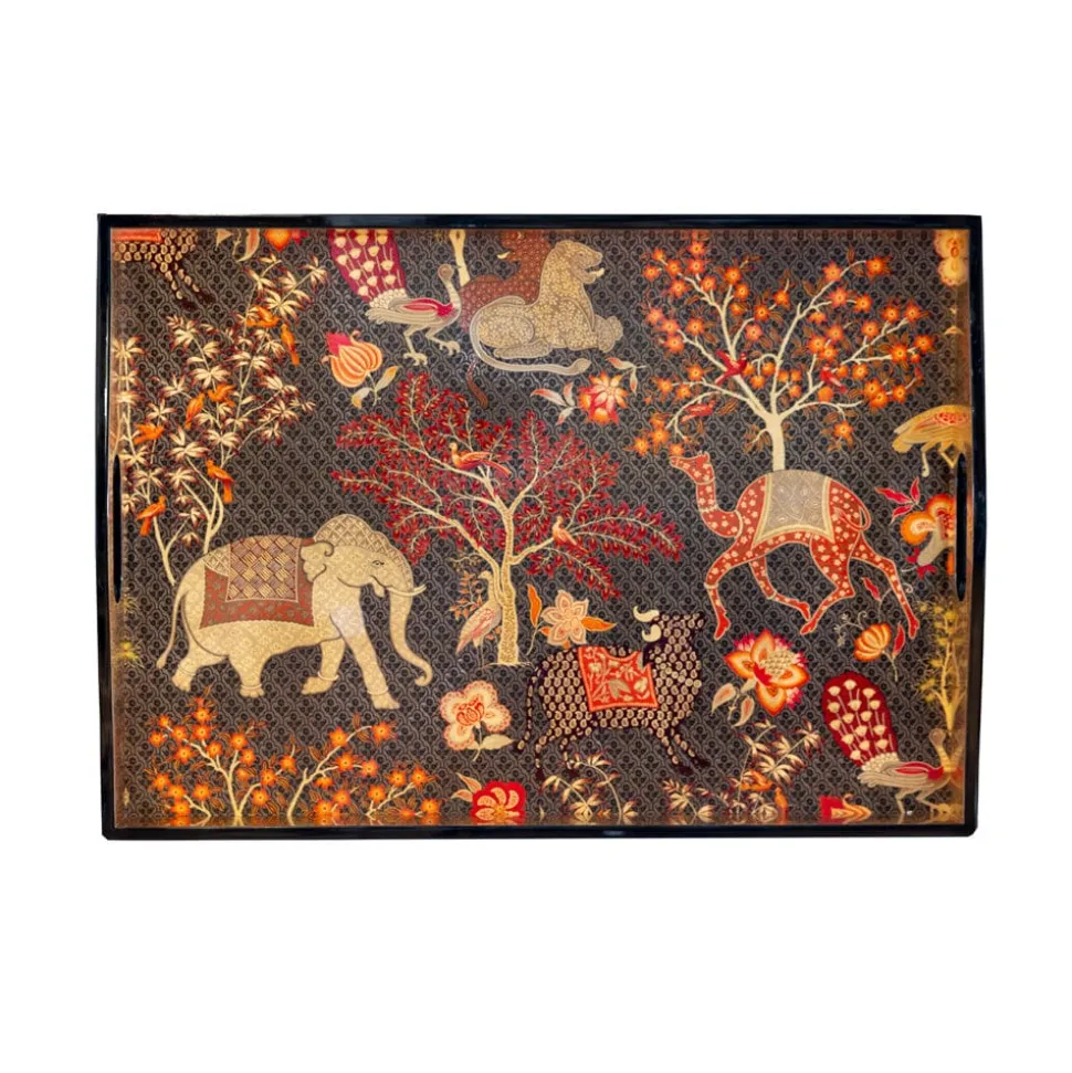 Le Jardin De Mysore Lacquer Large Rectangle Tray - 21X15