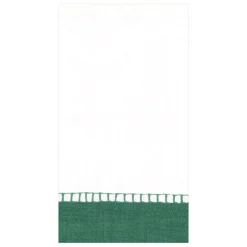 Linen Border Paper Guest Towel Napkins in Emerald - 15 Per Package