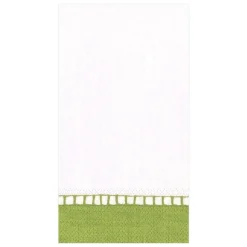 Linen Border Paper Guest Towel Napkins in Green - 15 Per Package