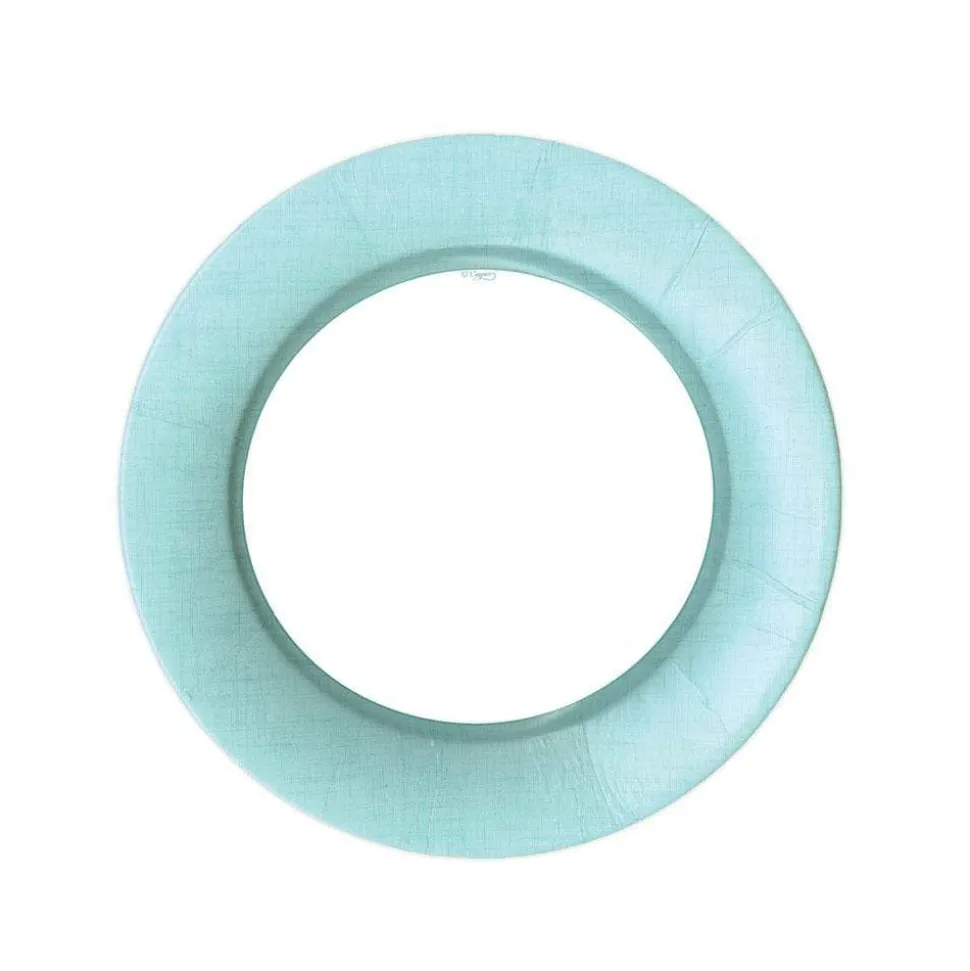 Linen Border Paper Salad & Dessert Plates in Robin's Egg Blue - 8 Per Package