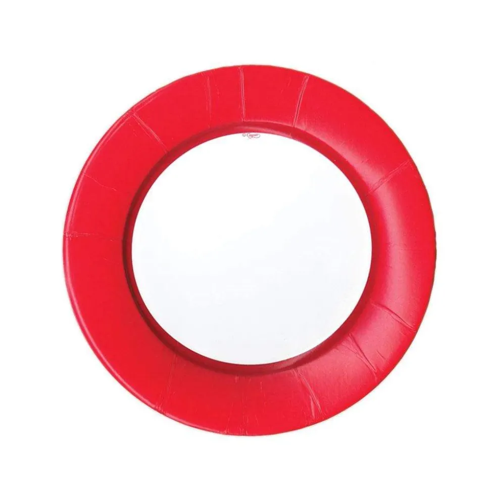 Linen Border Paper Salad & Dessert Plates in Red - 8 Per Package