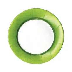 Linen Border Paper Salad & Dessert Plates in Moss Green - 8 Per Package