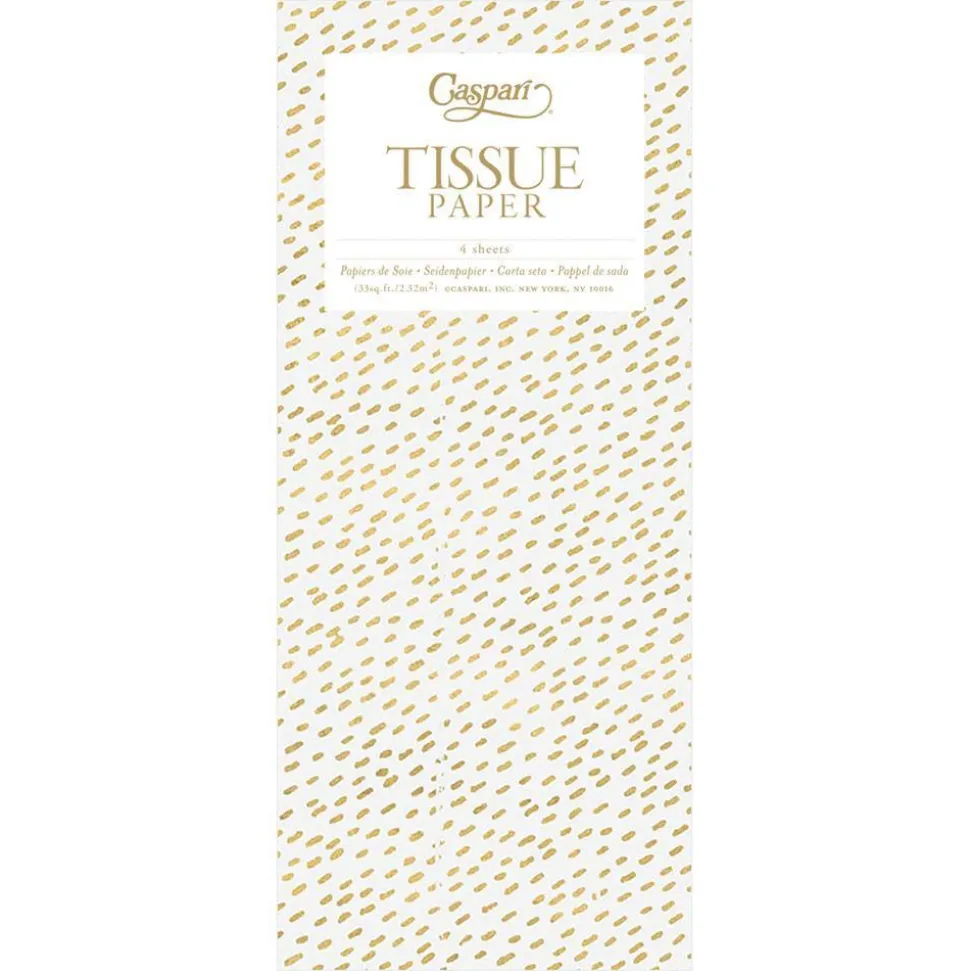 Little Dash Tissue Paper in White & Gold - 4 Sheets Included