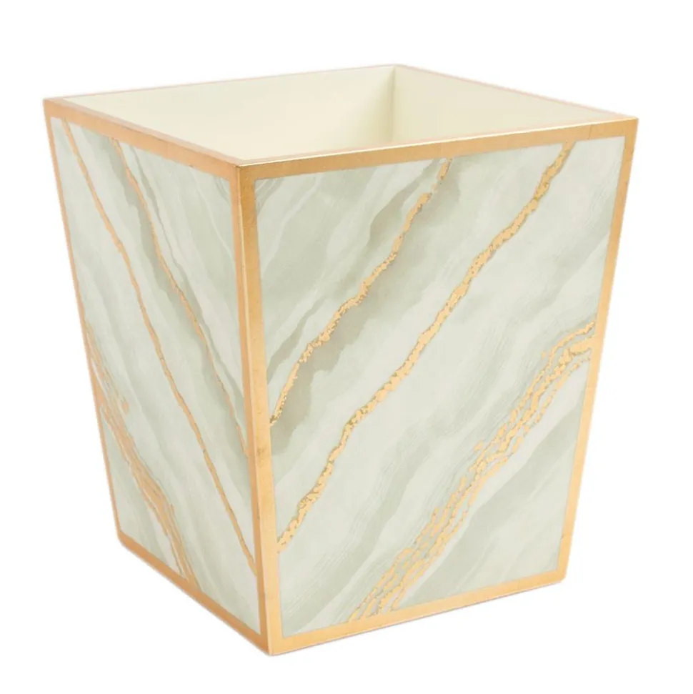 Marble Lacquer Wastebasket in Moonlight Grey - 1 Each