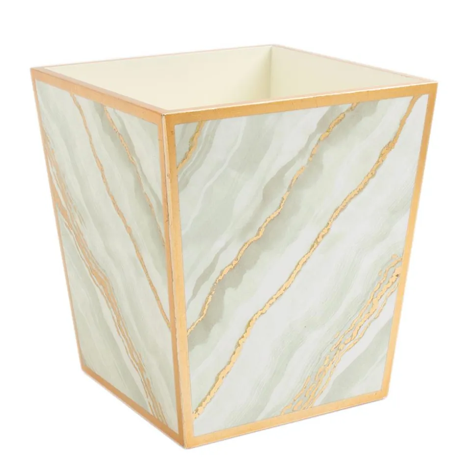Marble Lacquer Wastebasket in Moonlight Grey - 1 Each