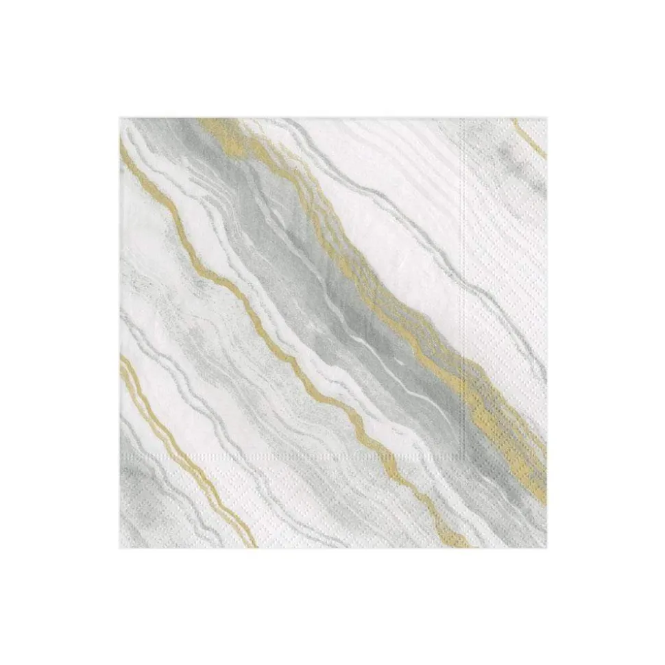 Marble Paper Cocktail Napkins in Grey - 20 Per Package
