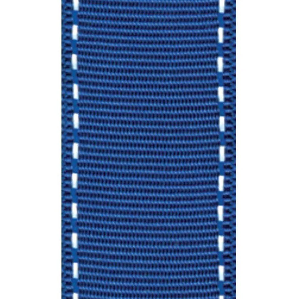 Marine Blue & White Grosgrain Wired Ribbon - 9 Yard Spool