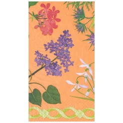 Mary Delany Flower Mosaics Paper Guest Towel Napkins in Melon - 15 Per Package