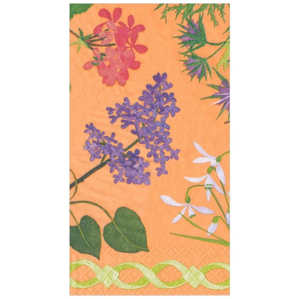 Mary Delany Flower Mosaics Paper Guest Towel Napkins in Melon - 15 Per Package